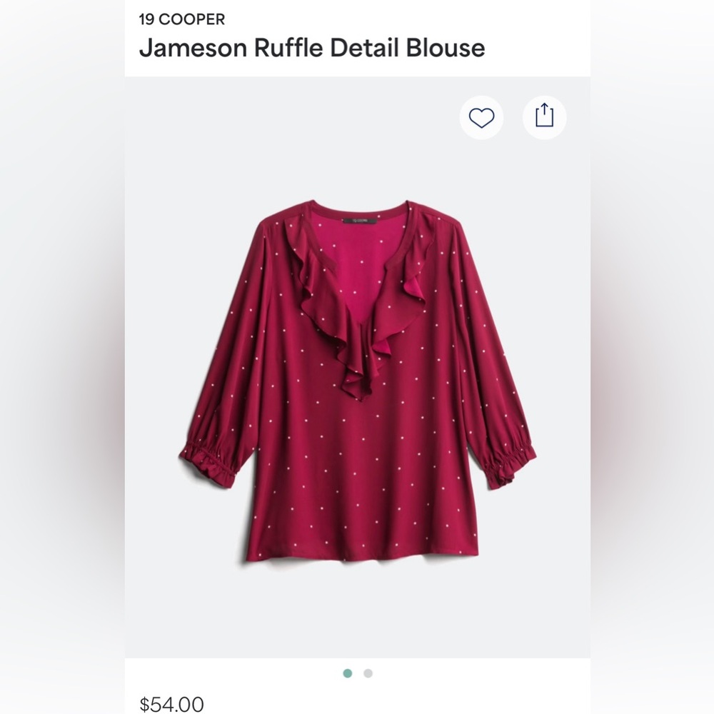 19 Cooper Burgundy Blouse with Polka Dots